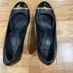 Tory Burch Black Loafers with Gold Trim